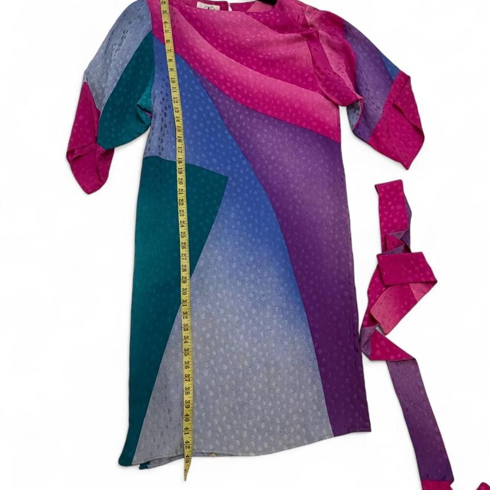 90s Flora Kung pink silk dress with matching sash/belt